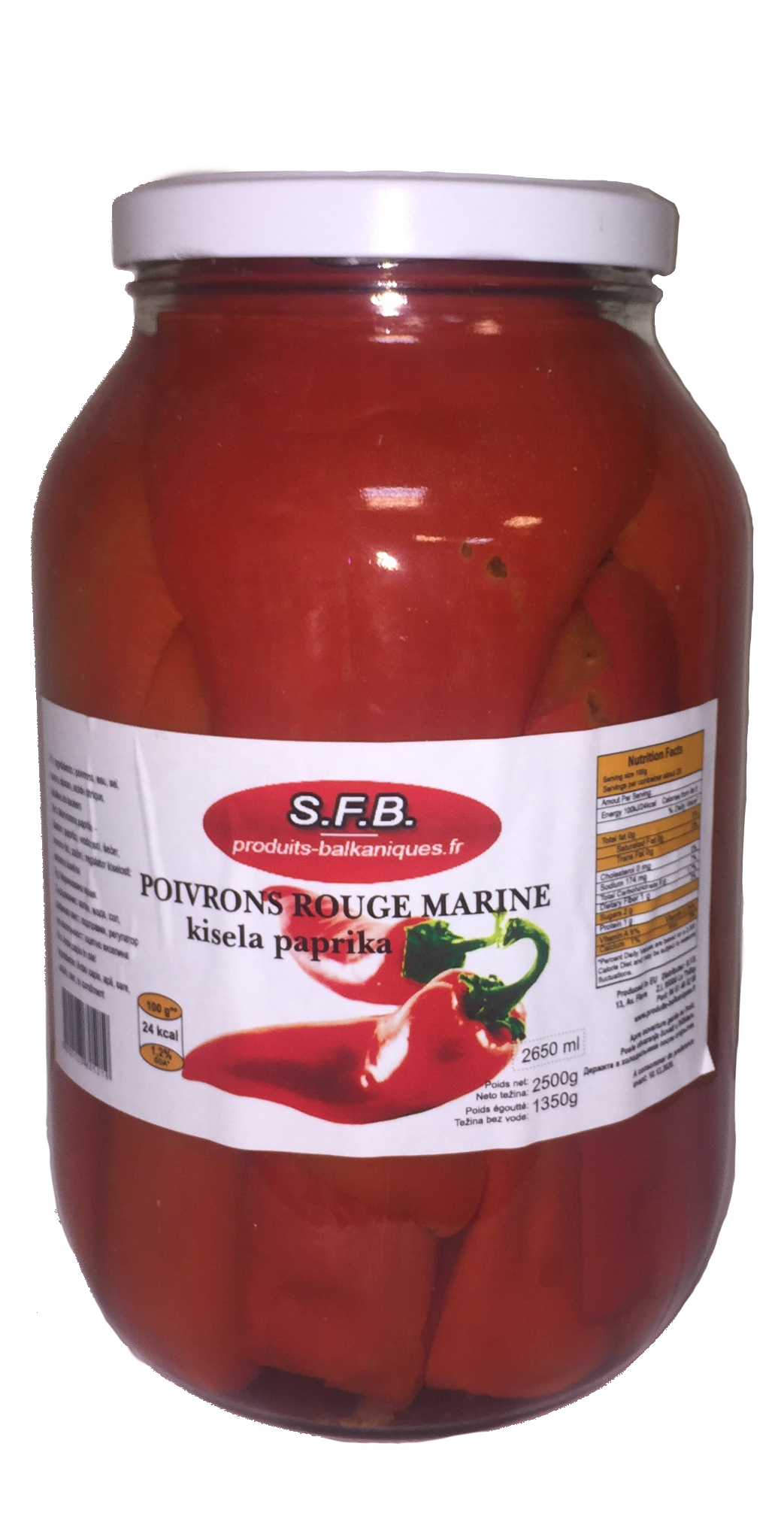 Poivrons filet mariné rouge 1.5Kg SFB FOOD